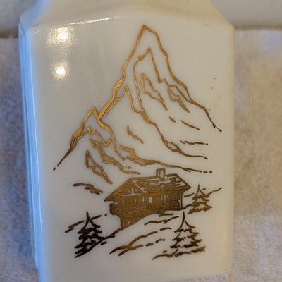 Sale Photo Thumbnail #498: Milk glass oil bottle on liqueur bottle