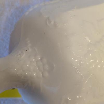 Sale Photo Thumbnail #516: Milk Glass pedestal Compote grape harvest