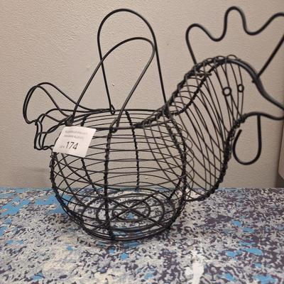Sale Photo Thumbnail #611: wire egg basket shaped like a chicken