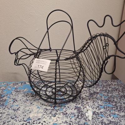 Sale Photo Thumbnail #612: wire egg basket shaped like a chicken