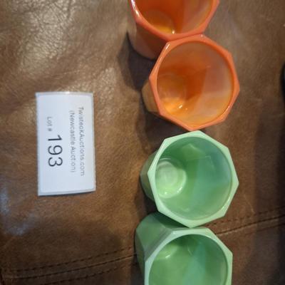 Sale Photo Thumbnail #675: AKRO tea set pieces- orange and green