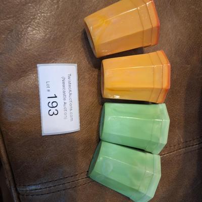 Sale Photo Thumbnail #676: AKRO tea set pieces- orange and green