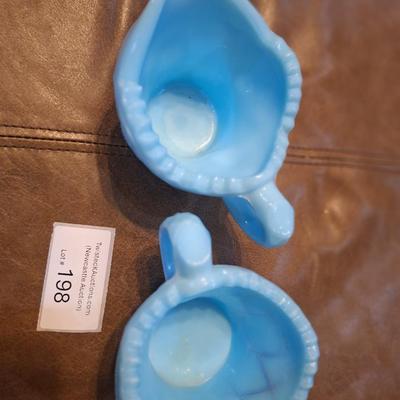 Sale Photo Thumbnail #697: Westmoreland sugar and creamer set blue milk glass