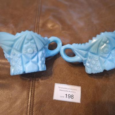 Sale Photo Thumbnail #695: Westmoreland sugar and creamer set blue milk glass