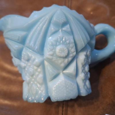 Sale Photo Thumbnail #696: Westmoreland sugar and creamer set blue milk glass