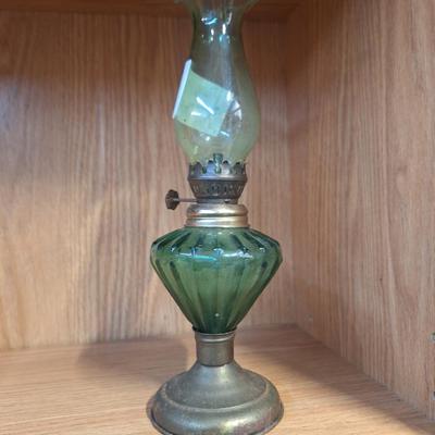 Sale Photo Thumbnail #718: small green glass oil lamp