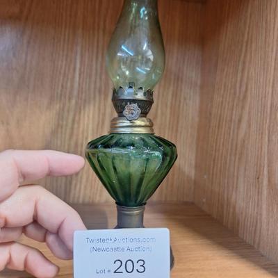 Sale Photo Thumbnail #714: small green glass oil lamp