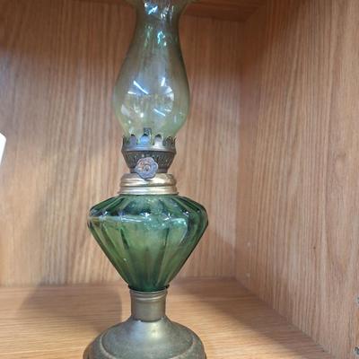 Sale Photo Thumbnail #716: small green glass oil lamp