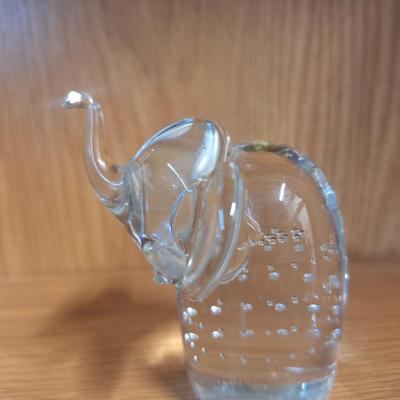 Sale Photo Thumbnail #724: glass elephant paperweight with bubbles