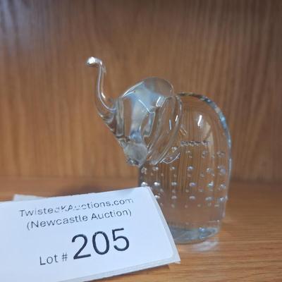 Sale Photo Thumbnail #723: glass elephant paperweight with bubbles
