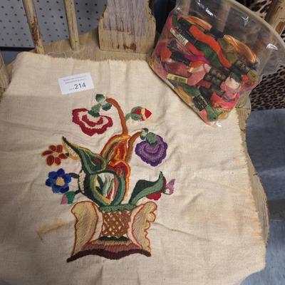 Sale Photo Thumbnail #752: embroidered project and thread to finish it.