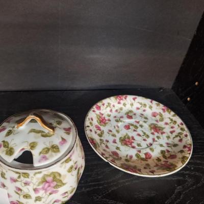 Sale Photo Thumbnail #815: maker unknown, it looks a lot like Spode's rosebud chintz but that is not what it is.  It would be a good substitute until you found originals.