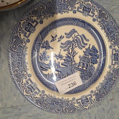 Sale Photo Thumbnail #859: 3 blue plates and 1 ivory