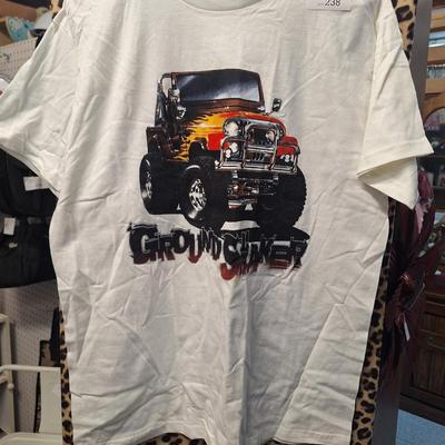 Sale Photo Thumbnail #863: size L t shirt- ground shaker jeep