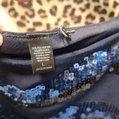 Sale Photo Thumbnail #888: Size L blue sequin top- perfect for holiday