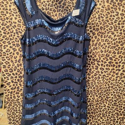Sale Photo Thumbnail #884: Size L blue sequin top- perfect for holiday