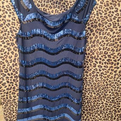 Sale Photo Thumbnail #889: Size L blue sequin top- perfect for holiday