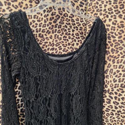 Sale Photo Thumbnail #897: Liberty  love black lacy scoop neck shirt size XL