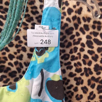 Sale Photo Thumbnail #916: sleeveless spring or summer dress with a seed bead necklace to go with, dress is size 11