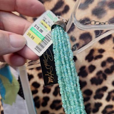 Sale Photo Thumbnail #917: sleeveless spring or summer dress with a seed bead necklace to go with, dress is size 11