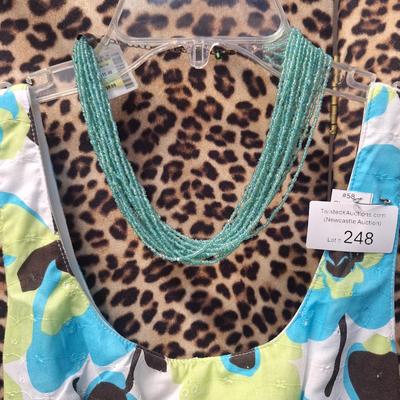 Sale Photo Thumbnail #915: sleeveless spring or summer dress with a seed bead necklace to go with, dress is size 11