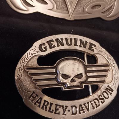 GENUINE HARLEY DAVIDSON AND SISKIYOU PEWTER BELT BUCKLES