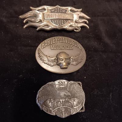 3 HARLEY DAVIDSON BELT BUCKLES