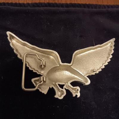 2 OLYMPIC AND A PEWTER EAGLE BELT BUCKLES