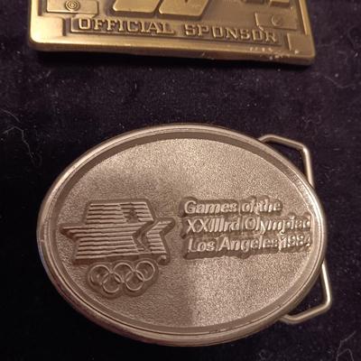 2 OLYMPIC AND A PEWTER EAGLE BELT BUCKLES