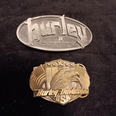 HURLEY AND HARLEY DAVIDSON BELT BUCKLES