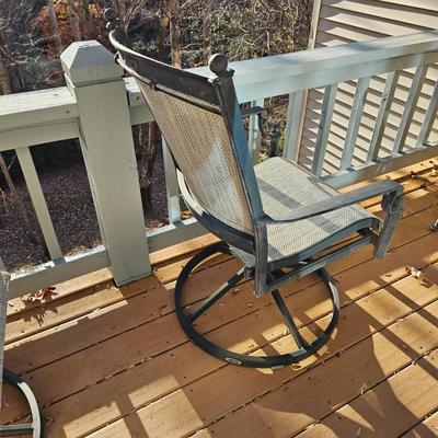 Hampton Bay Small Round Patio Table & Two Swivel Rockers (P-JS)