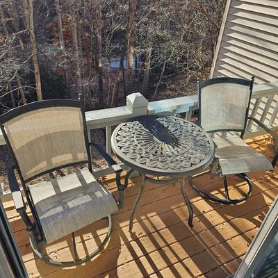 Hampton Bay Small Round Patio Table & Two Swivel Rockers (P-JS)