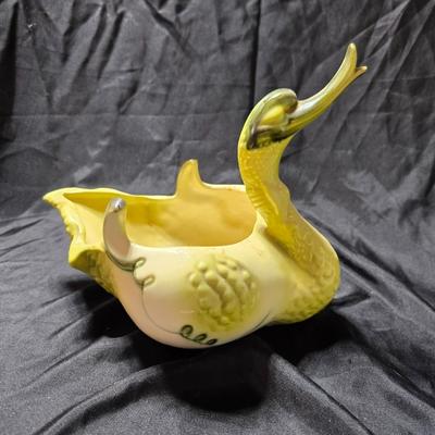 Vintage 1950’s HULL Pottery Large Swan Planter/Bowl with baby