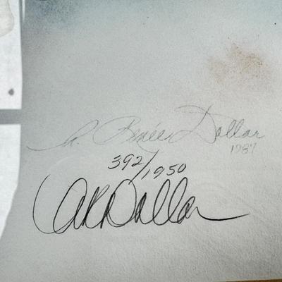 Sale Photo Thumbnail #120: Large 36" gold framed water color floral prints in good condition. A few small nicks to gold frame. Signed and numbered, under glass, no shipping.