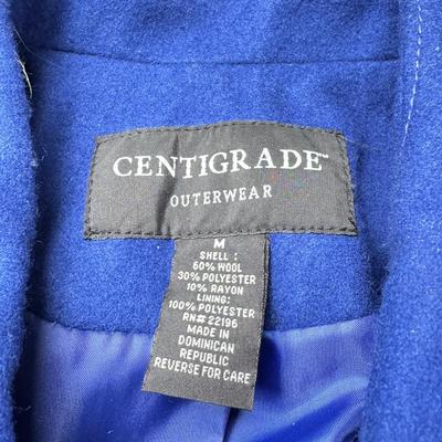 Sale Photo Thumbnail #133: Bob Mackie art, Alfred Dunner, Susan Graver. Medium size shirts in worn condition. Wool Blue winter jacket by Cascade. 2 classic vintage Fairway sweaters for golf, and 2 "dickies" Blue and white.