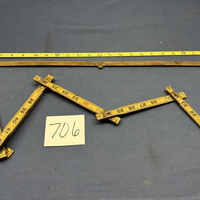 Vintage Stanley And Lufkin Folding Extension Rulers