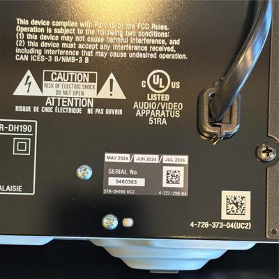 Sale Photo Thumbnail #963: Sony STR-DH190 Stereo Receiver 100 Watts.  Powered on when tested.