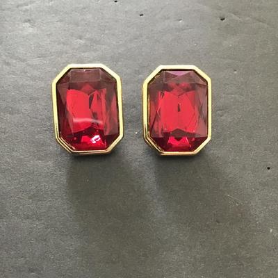 Sale Photo Thumbnail #24: Gold and red tone fashion statement earrings. Please see attached photos.