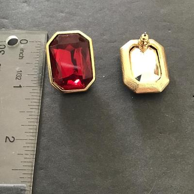 Sale Photo Thumbnail #25: Gold and red tone fashion statement earrings. Please see attached photos.