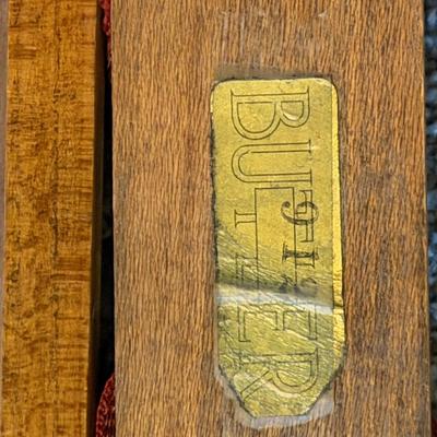 Sale Photo Thumbnail #978: Vintage Wooden Folding Luggage Rack with Burgundy straps   22"X17"X17"