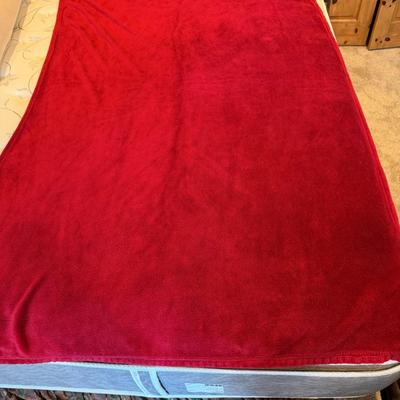 Sale Photo Thumbnail #1037: Bundle of three Fleece Throws  1 Red, 1 gray, 1 patterned