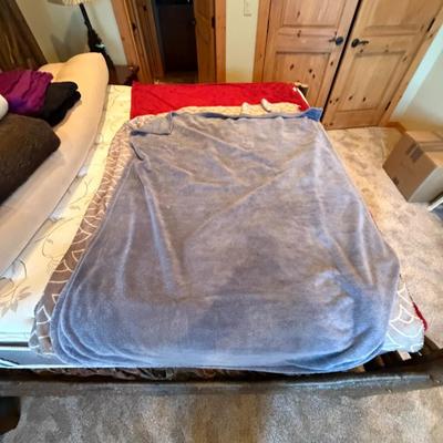 Sale Photo Thumbnail #1035: Bundle of three Fleece Throws  1 Red, 1 gray, 1 patterned