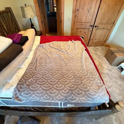 Sale Photo Thumbnail #1036: Bundle of three Fleece Throws  1 Red, 1 gray, 1 patterned