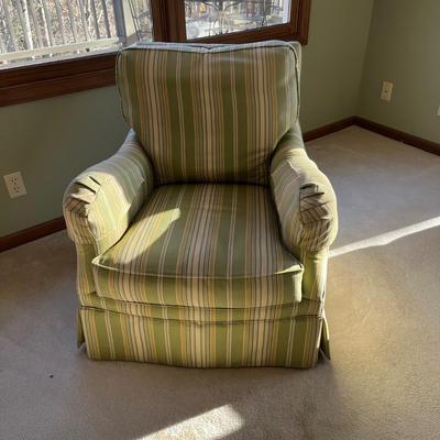 Striped Swivel Arm Chair and Ottoman (D-BC)