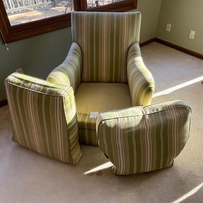 Striped Swivel Arm Chair and Ottoman (D-BC)