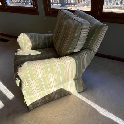 Striped Swivel Arm Chair and Ottoman (D-BC)