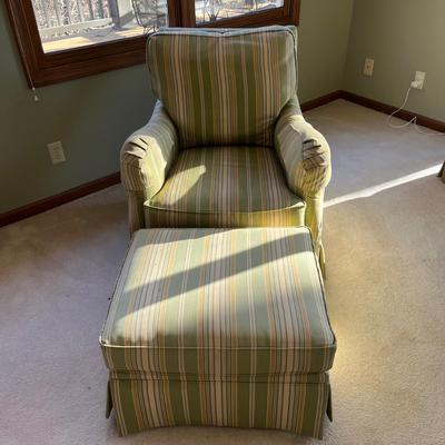 Striped Swivel Arm Chair and Ottoman (D-BC)