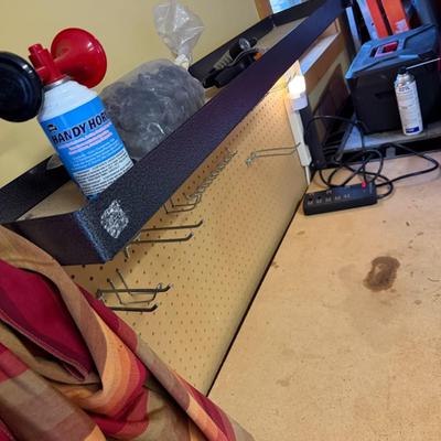 Sale Photo Thumbnail #1093: Steel Workbench with a Wooden Top and drawers