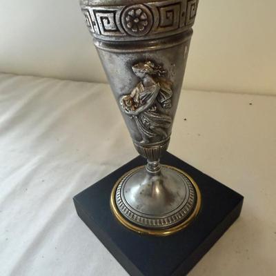 Converted Hurricane Lamp with Ornate Pewter & Brass Body (BLR-JS)
