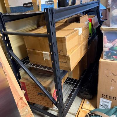 Sale Photo Thumbnail #1104: Black Metal Shelf Unit  65"X54"